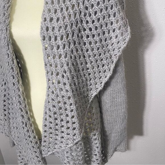 Elsamanda Wool/Mohair Blend Gray Open Knit Shawl Collar Cardigan Women's Size M - Picture 10 of 13